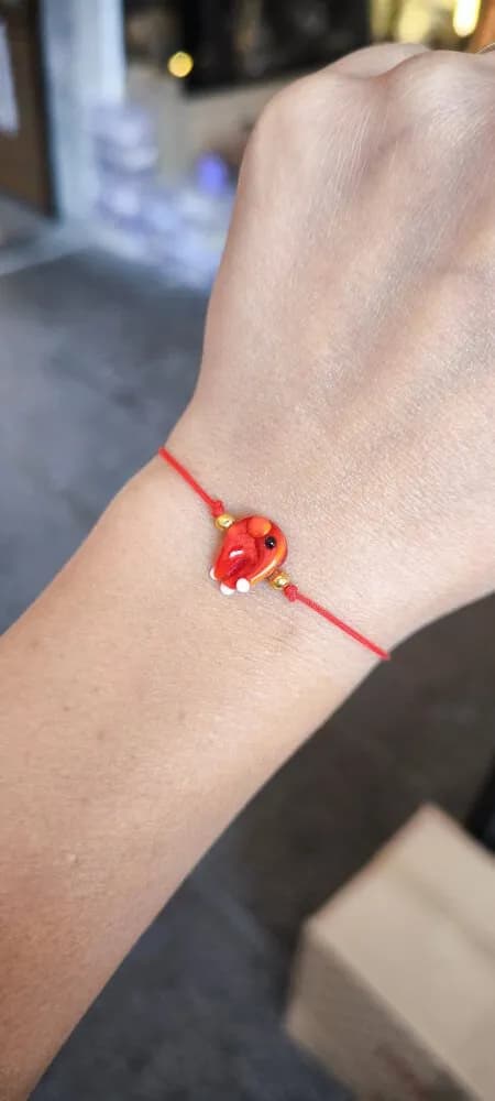 Kırmızı Kalp Sarkıtlı Lastikli Bileklik 1