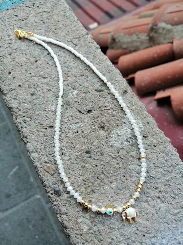 Beyaz Kristal Charm Kolye 1