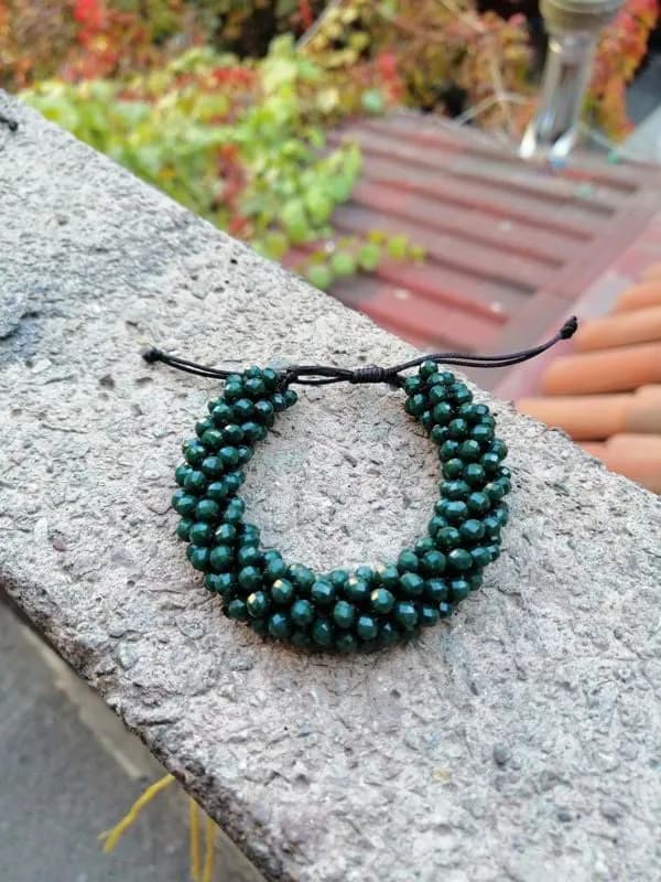 Etnik Yeşil Boncuk Makramé Bileklik 1