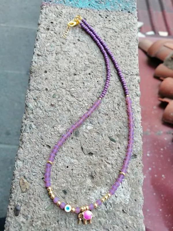 Bohem Mor İp Renkli Charm Kolye 1