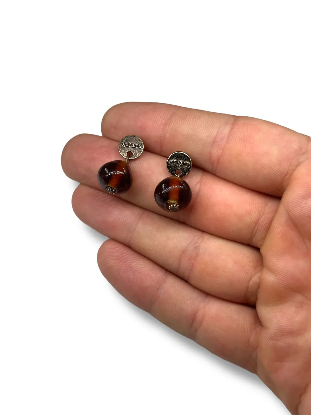 Amber Cam Boncuk Sallantılı Küpe 1