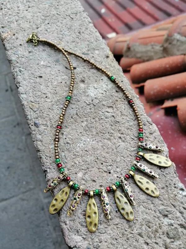 Etnik Yeşil Boho Cam Kolye 1