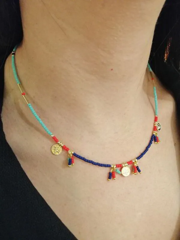 Renkli Charm Turkuaz Kolye 1