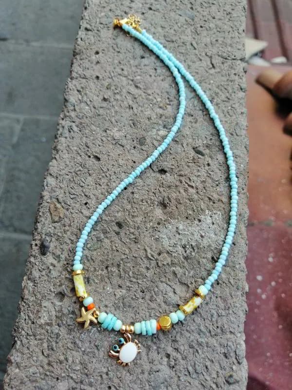 Boho Turkuaz Yaprak Kolye 1