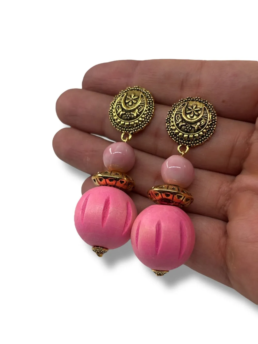 Filigre Pembe Boncuk Küpe 1