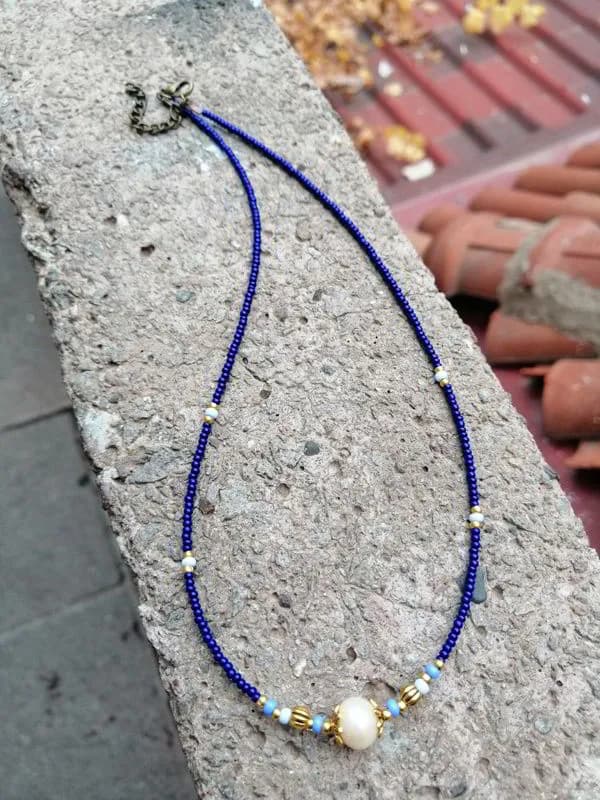 Etnik Lacivert İp Kolye 1
