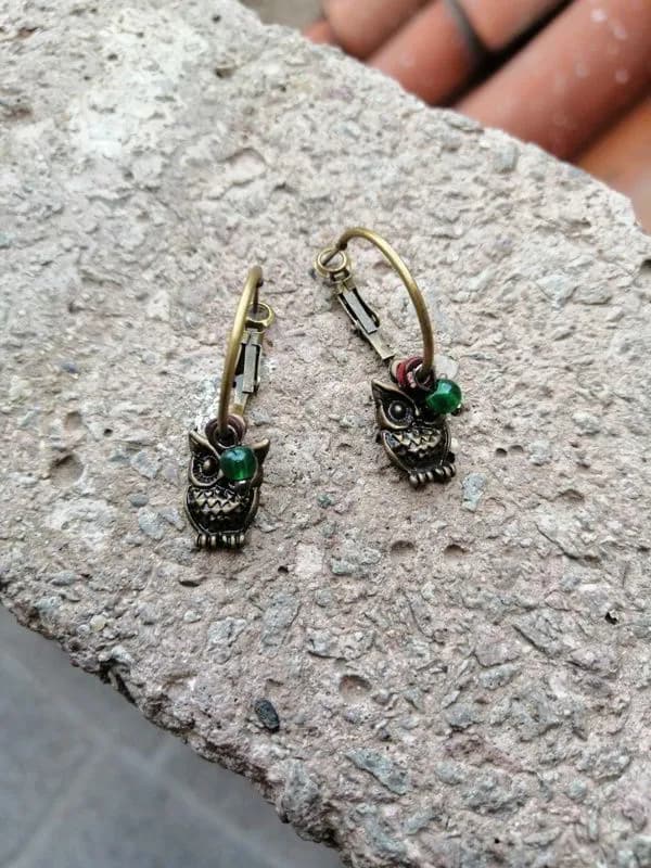 Gotik Kafatası Yeşil Taş Küpe 1