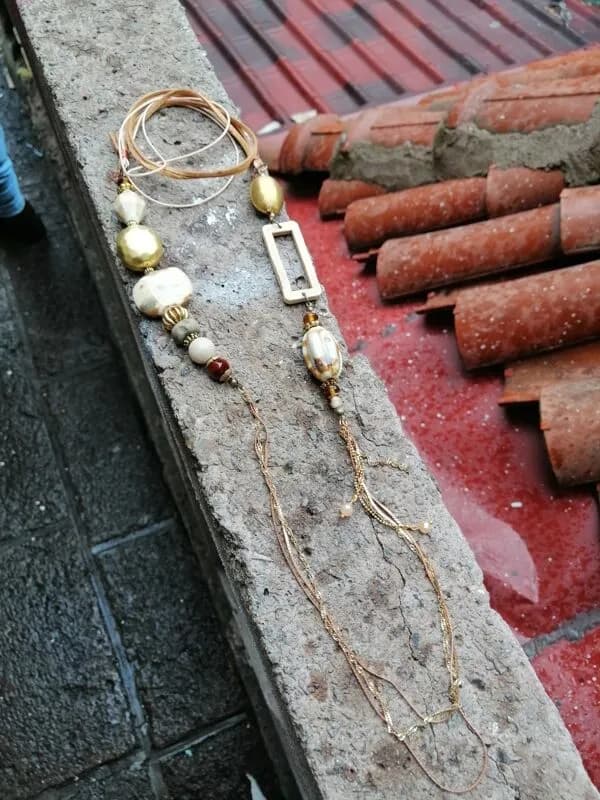 Vintage Doğal Taş Sarkıtlı Çift Kolye 1