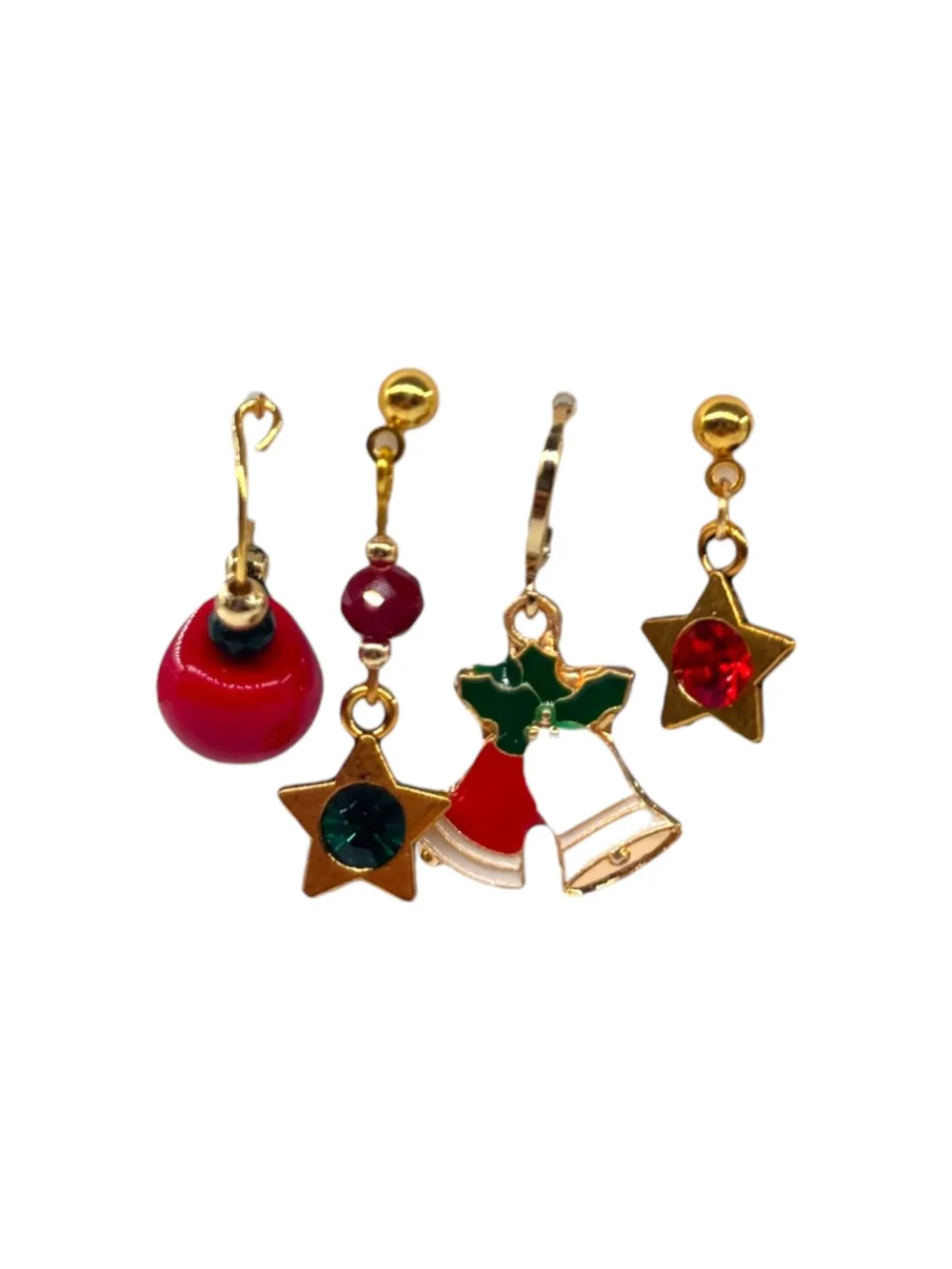 Noel Temalı Renkli Cam Charm Küpe Seti 1