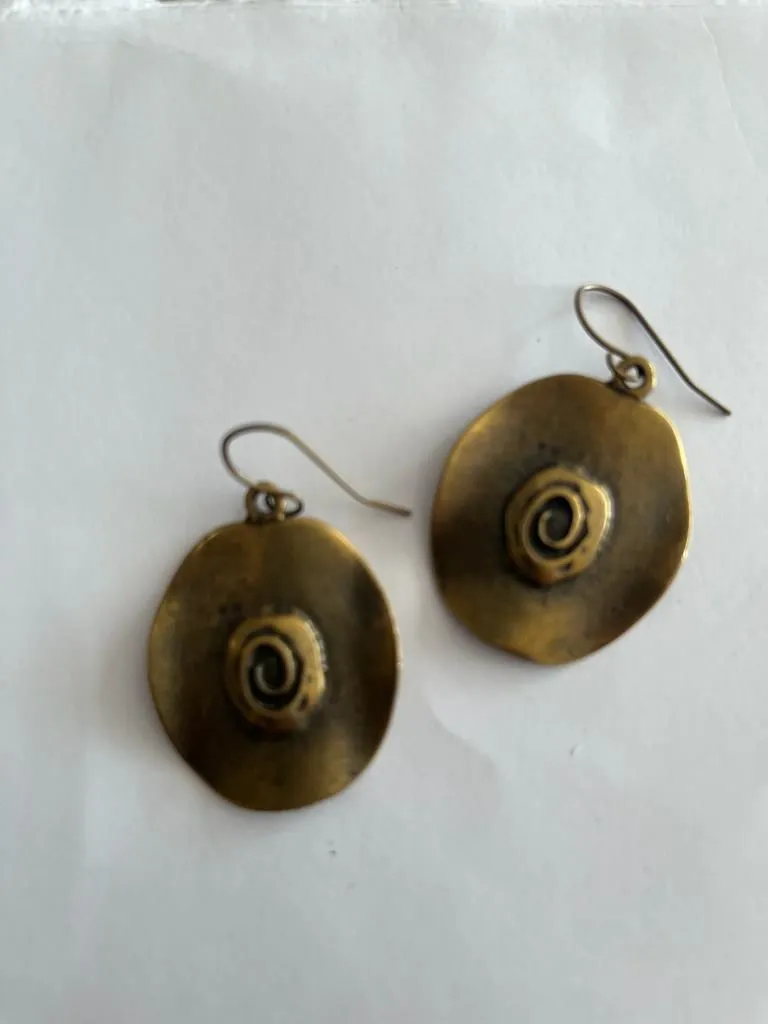 Vintage Spiral Metal Oval Küpe 1