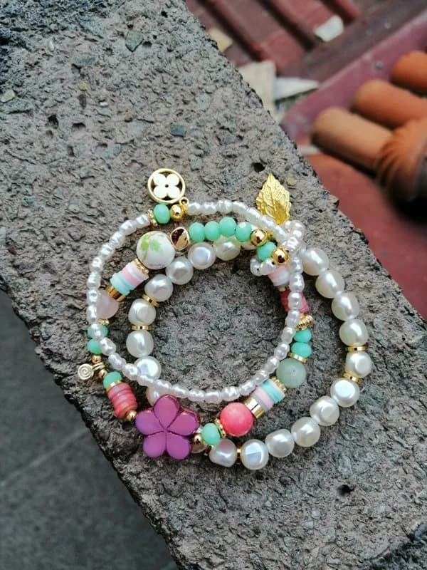 Çok Renkli Cam Boncuk Bileklik Seti 1