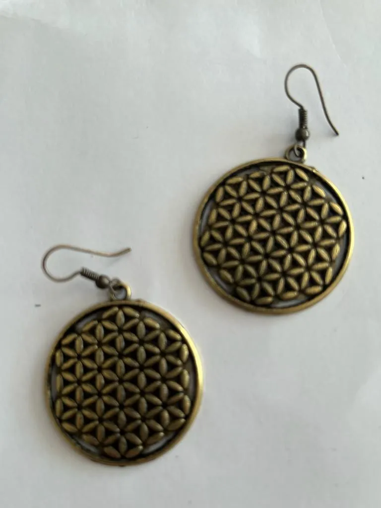 Geometrik Metal Yaşam Çiçeği Küpe 1