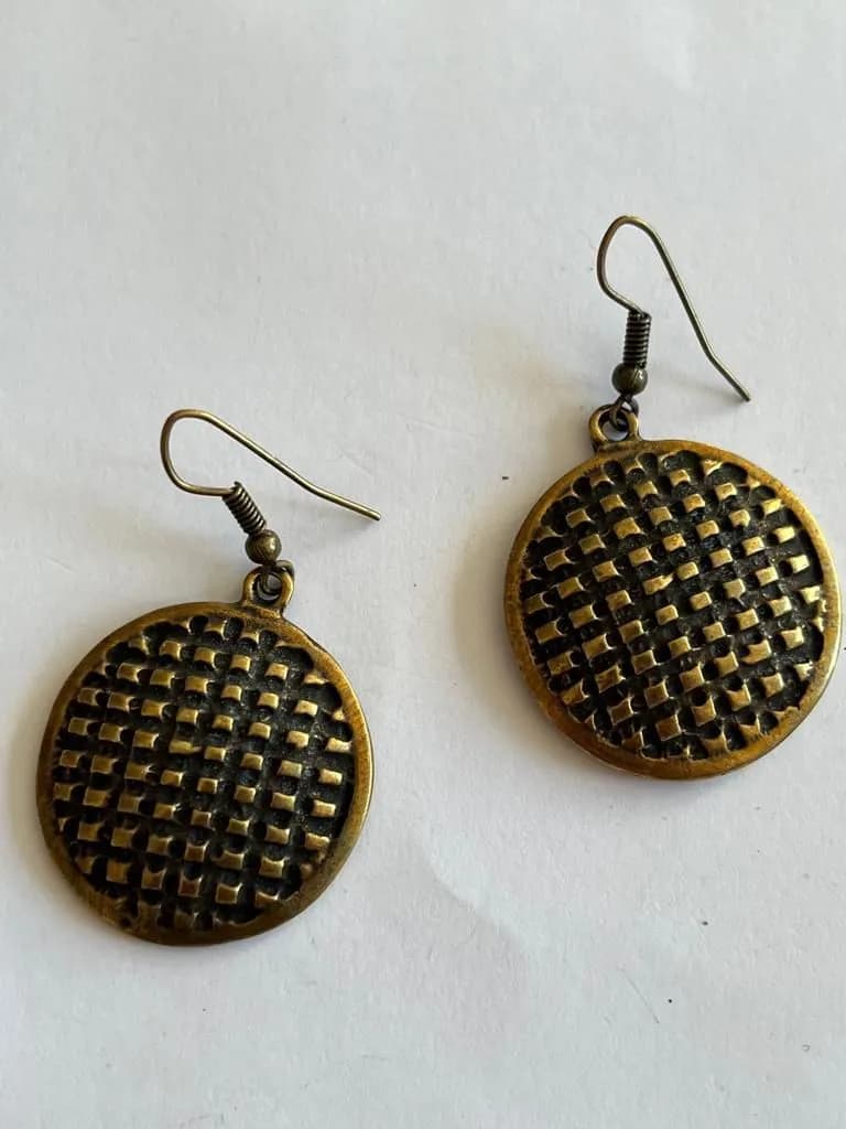 Antik Bronz Geometrik Kare Küpe 1