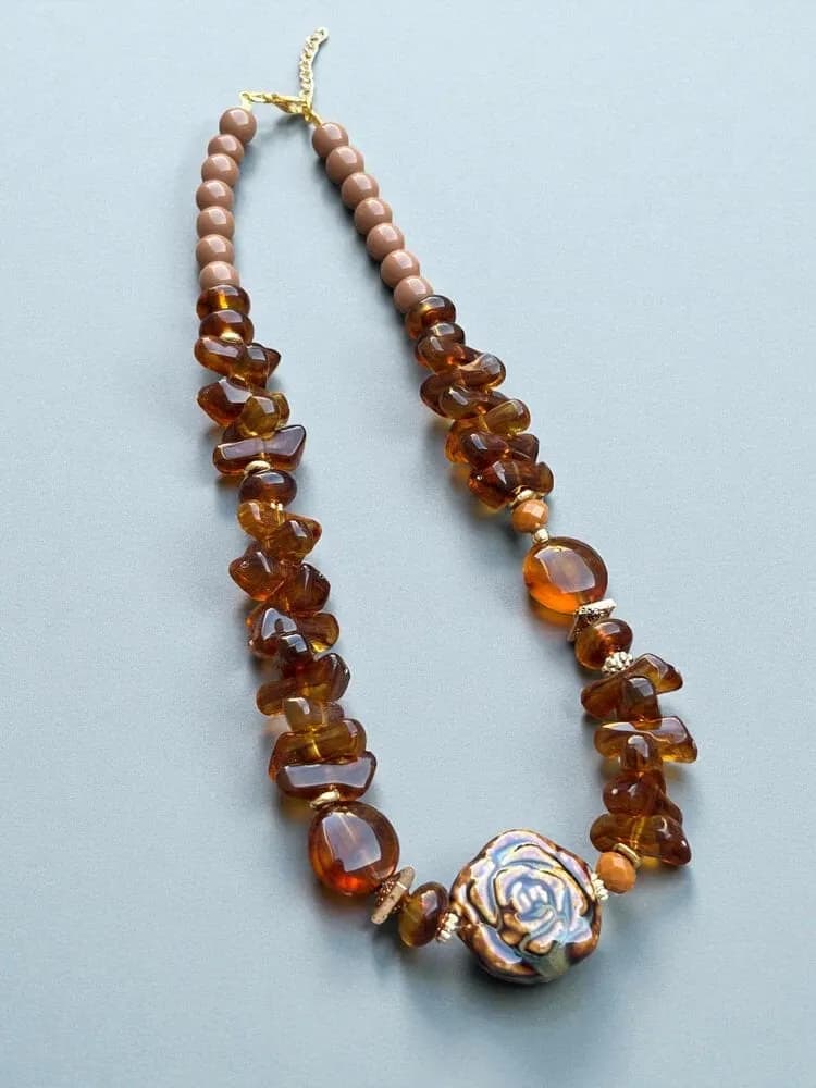 Amber Cam Spiral Rozet Kolye 1
