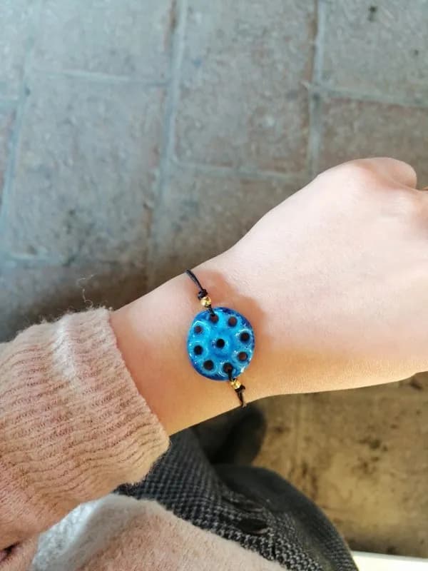 Mavi Benekli Cam Boncuk Bileklik 1