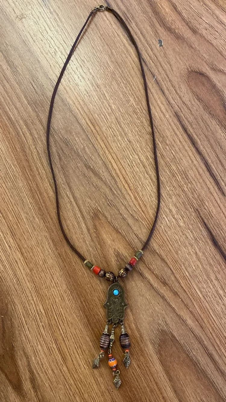 Etnik Doğal Taş Sarkıtlı Kolye 1