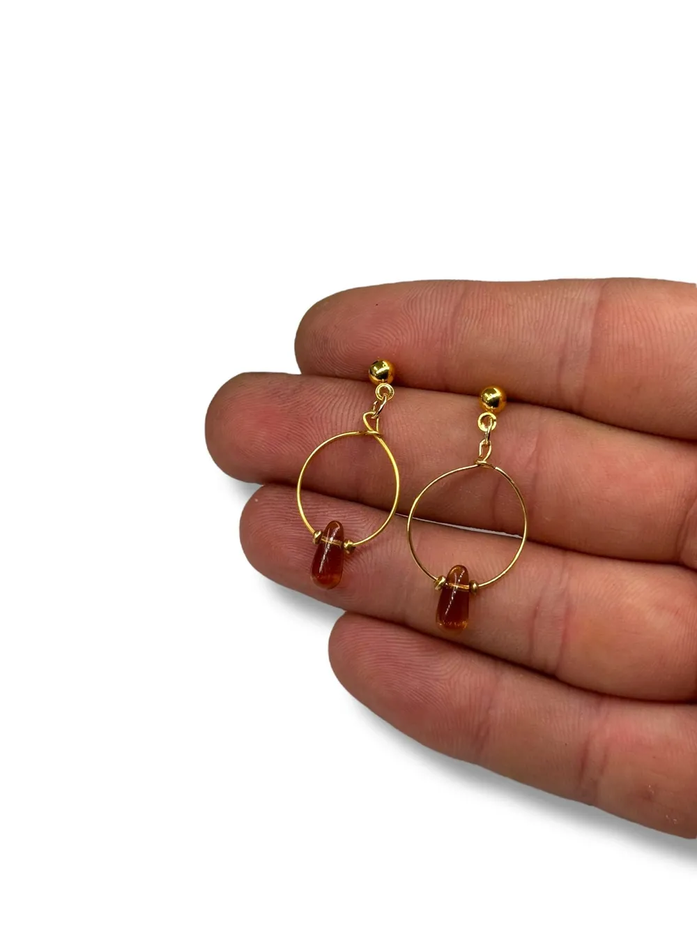 Minimal Halka Bakır Sarkıtlı Küpe 1