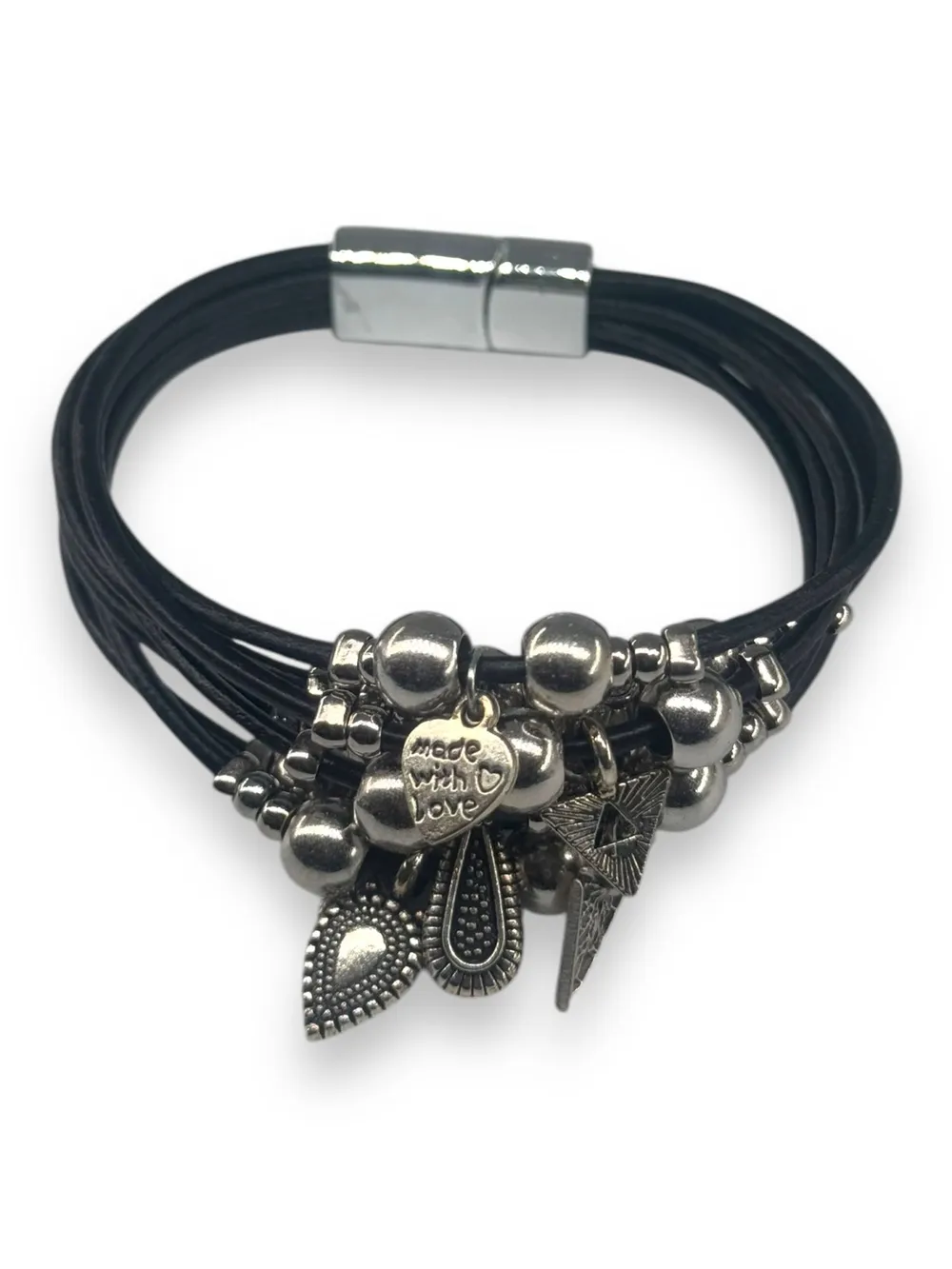 Vintage Deri Metal Charm Bileklik 1