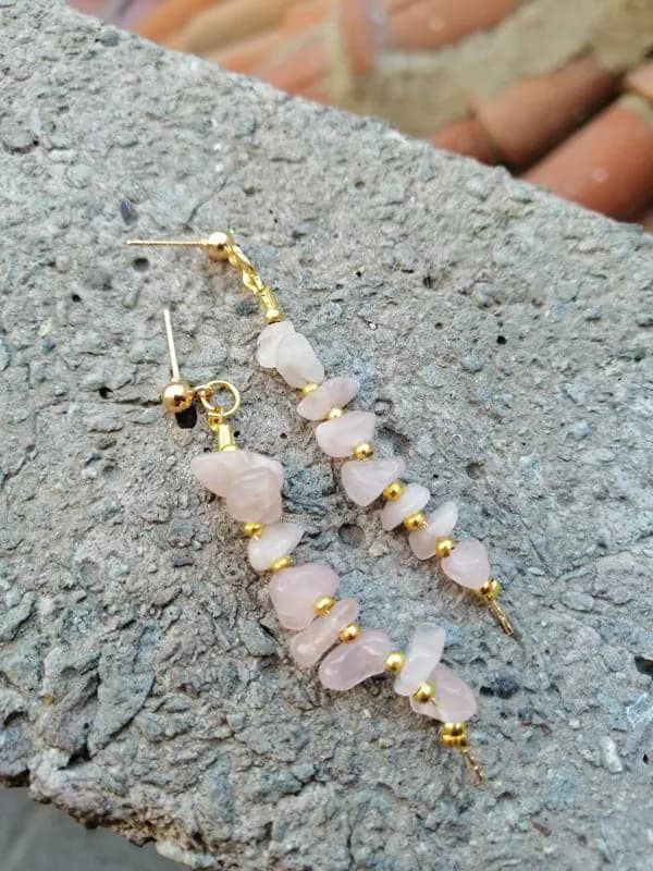 Pembe Küp Boncuk Sallantılı Küpe 1
