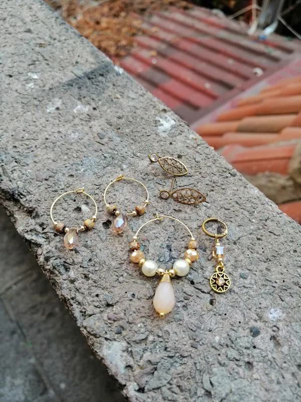 Vintage İnci Kristal Sallantılı Küpe 1