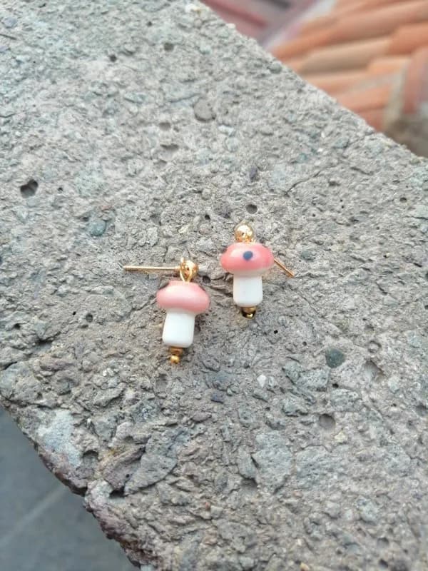 Pembe Cam Boncuk Pastel Küpe 1