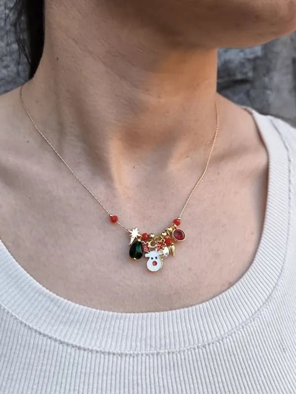 Kırmızı Cam Boncuk Charm Kolye 1
