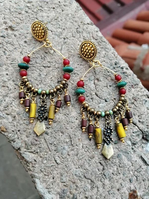 Etnik Karma Sarkıtlı Küpe 1