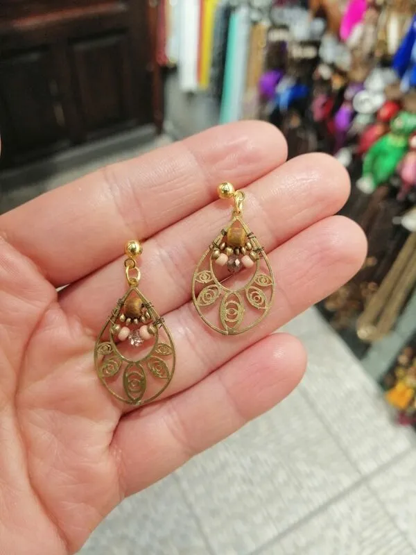 Klasik Altın Mandala Inci Küpe 1