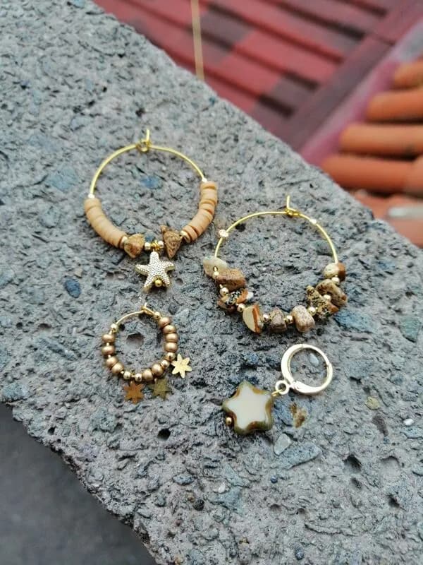 Altın Halka Sarkıtlı Etnik Küpe 1
