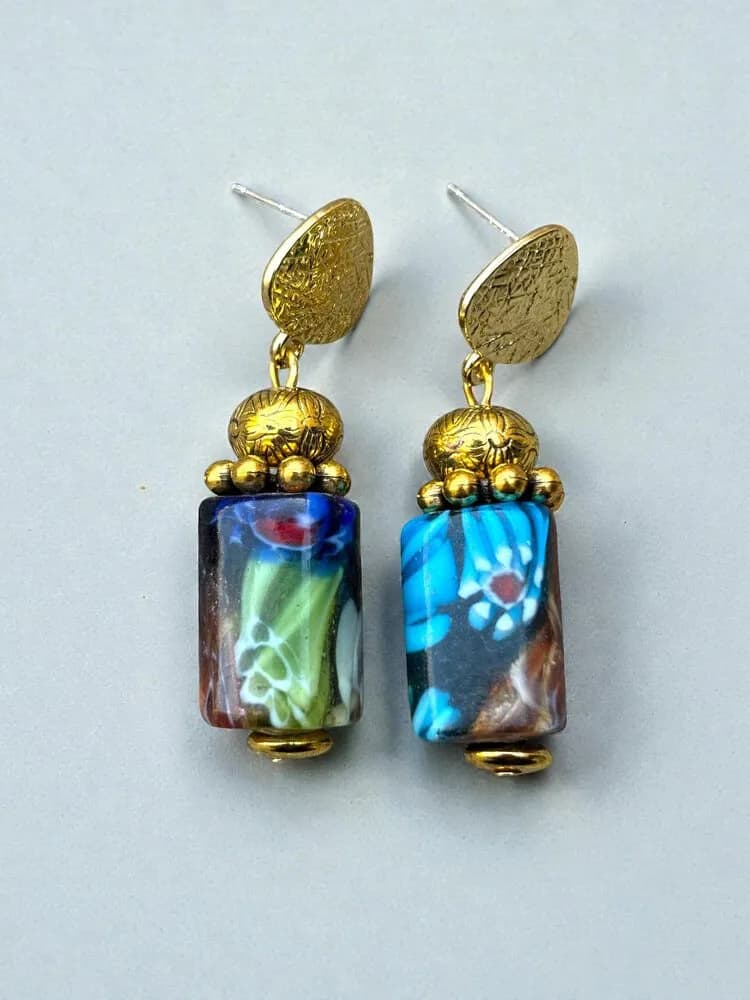 Labradorit Aurora Borealis Metal Küpe 1