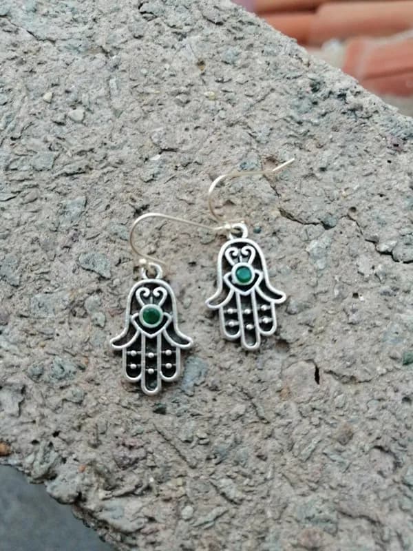 Gümüş Hamsa El Charm Küpe 1