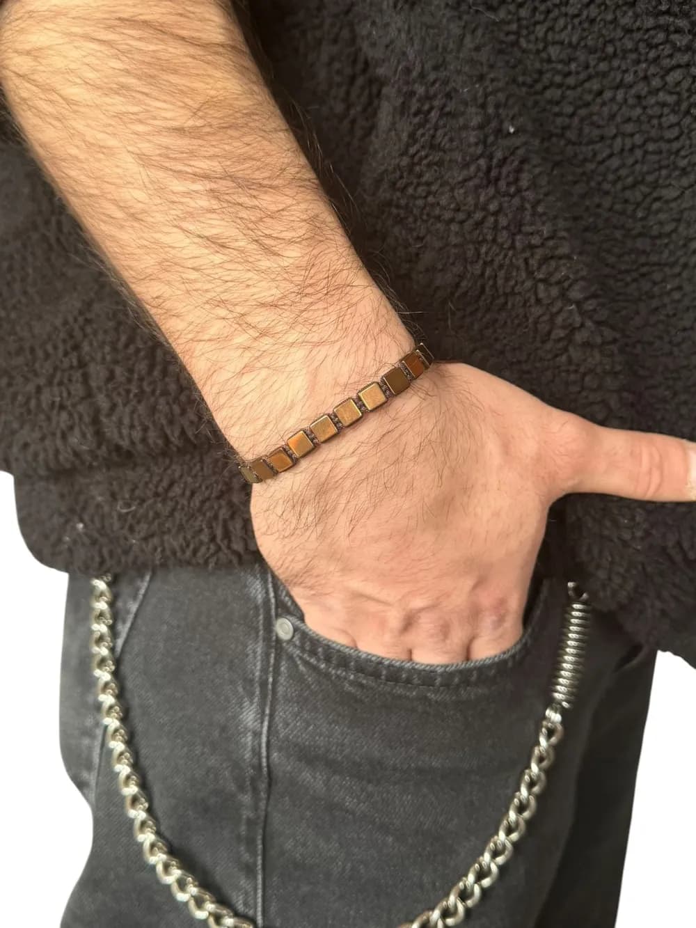 Mat Gümüş Metal Boncuk Bileklik 1