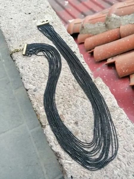 Minimal Siyah Metal Zincir Kolye 1