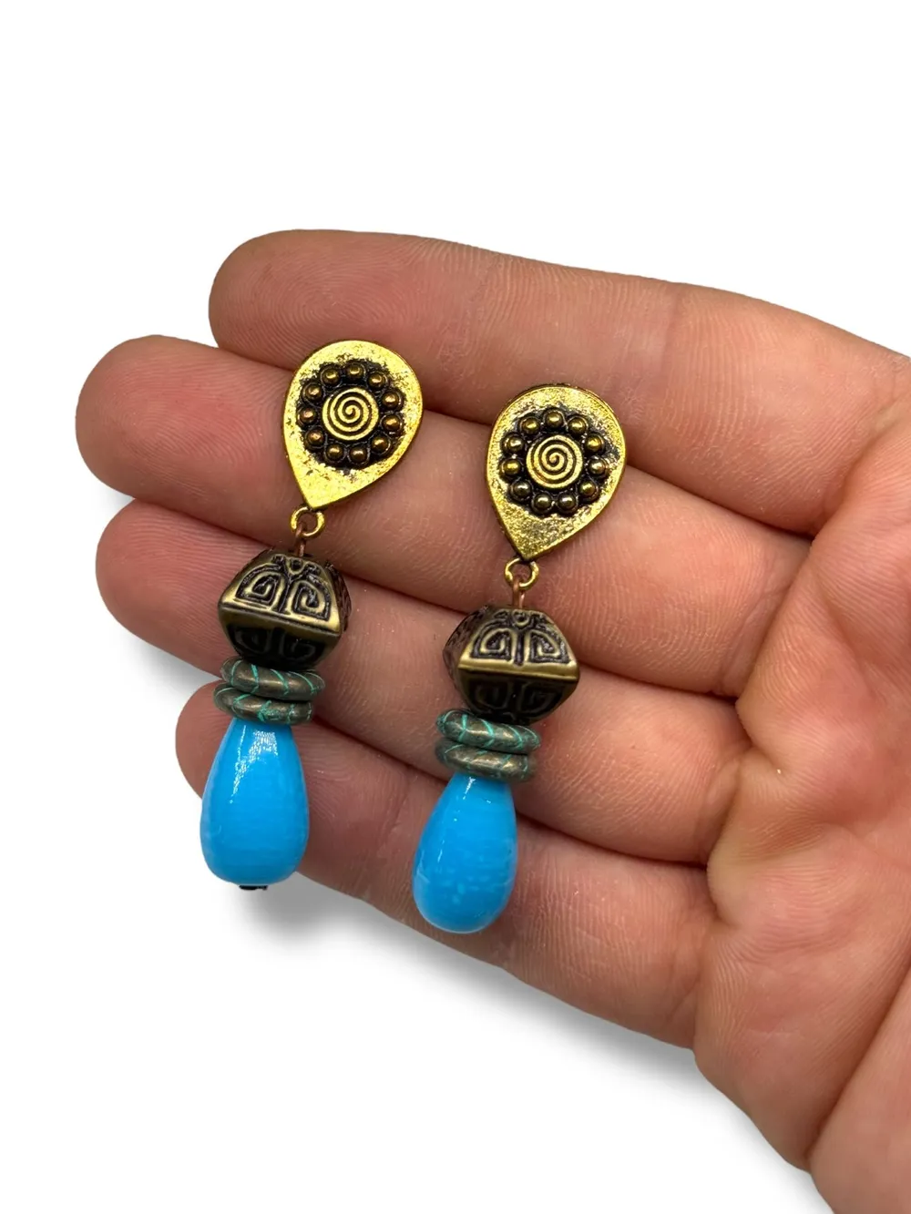 Etnik Taş Sarkıtlı Küpe 1