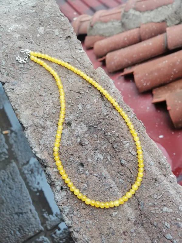 Sarı Cam Boncuk Dizi Kolye