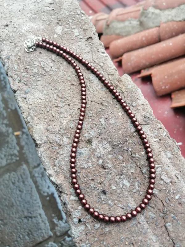 Doğal Taş Bordo Dizi Kolye 1