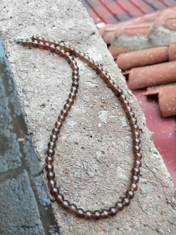 Doğal Taş Kahverengi Boncuk Kolye 1
