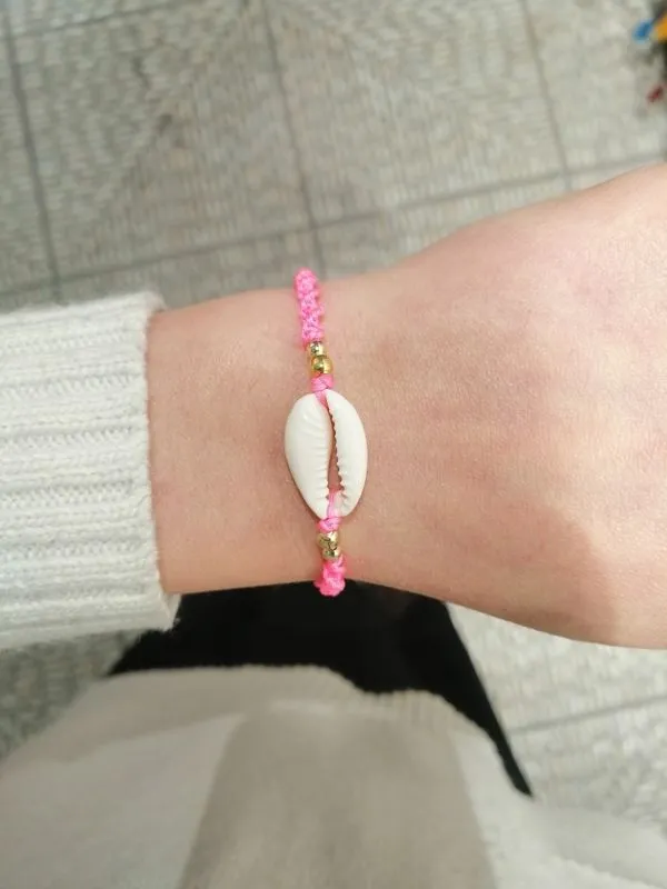 Pembe Boncuk Oval Muklava Bileklik 1