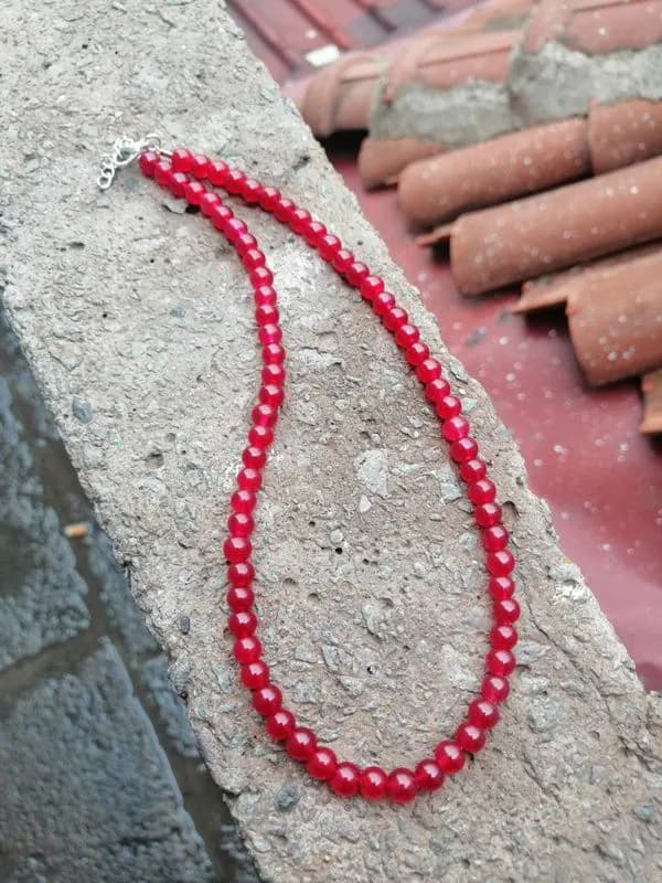 Klasik Kırmızı Cam Boncuk Kolye 1