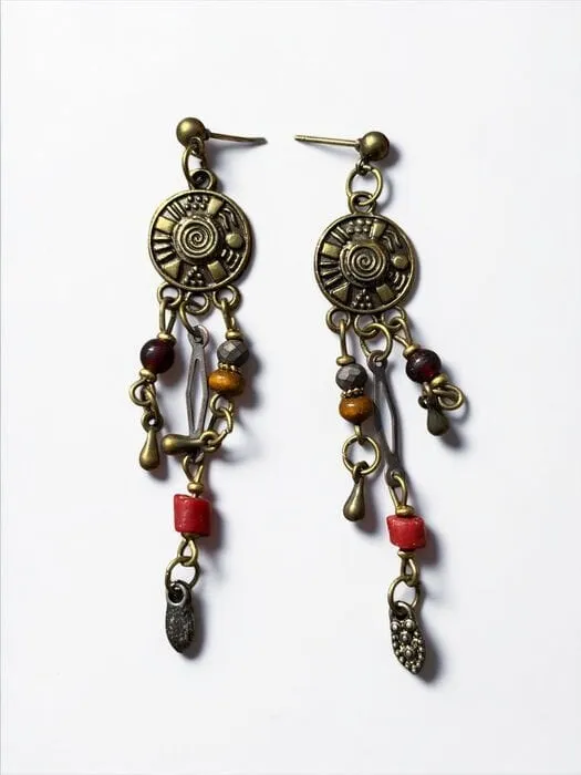 Antik Bronz Çok Katmanlı Bohem Küpe 1